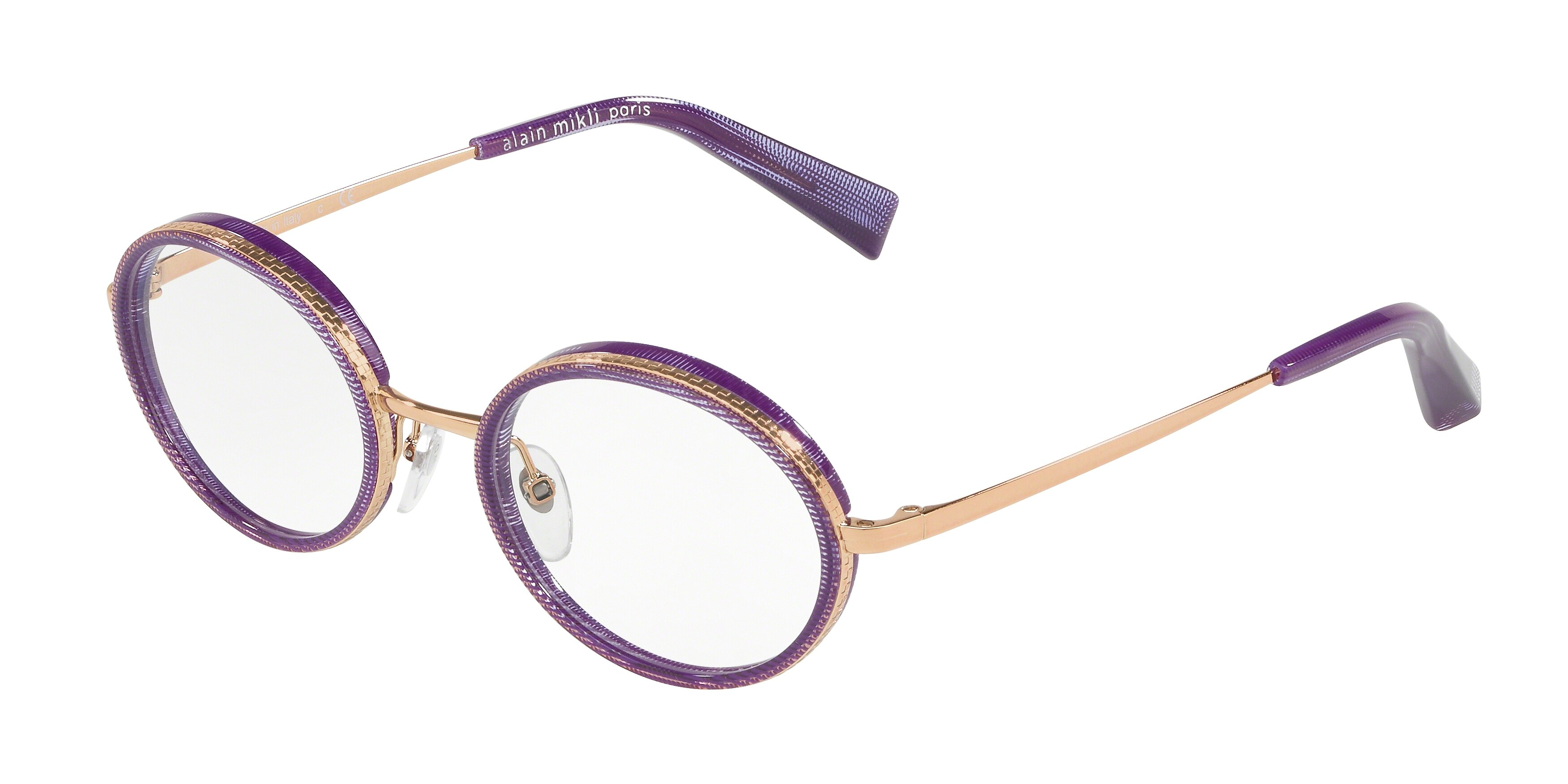  clear/violet pointille rose gold