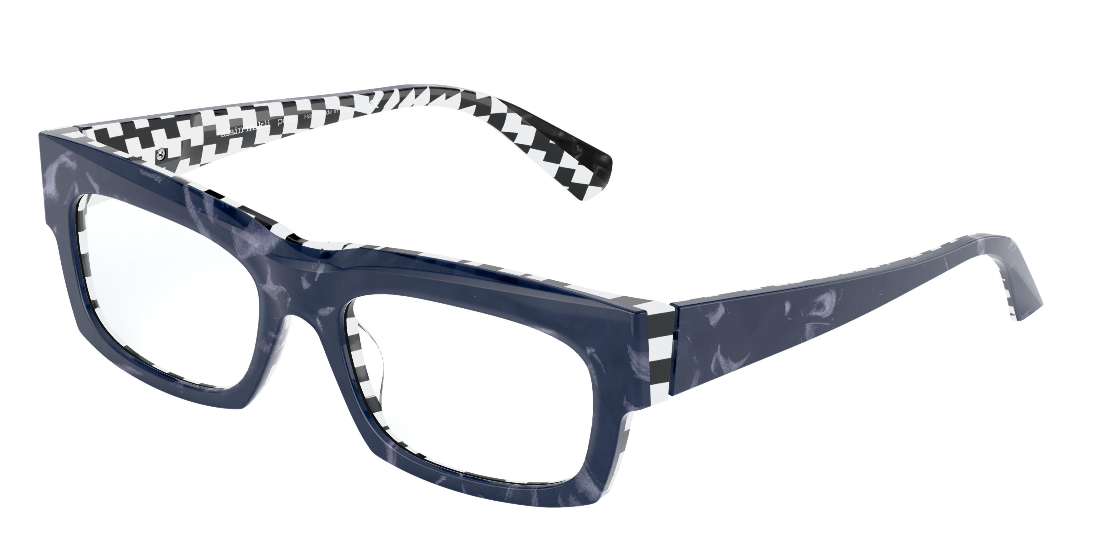  clear/blue mikli black white damier