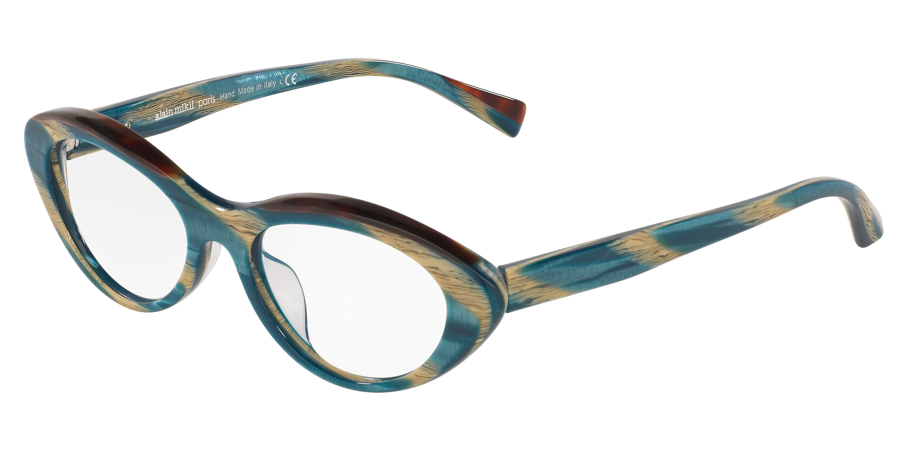  clear/teal metallic horn havana