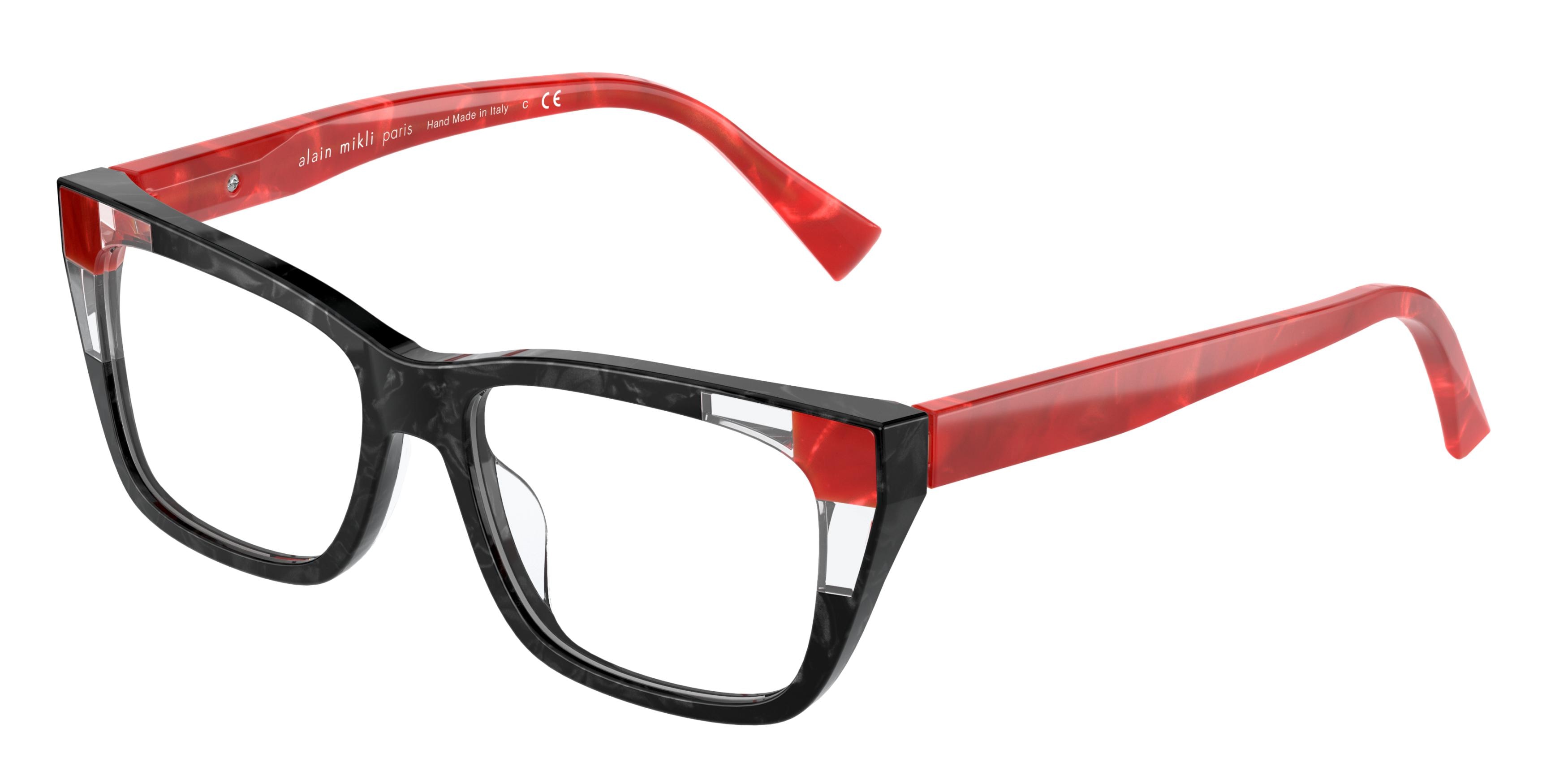  clear/noir mikli crystal red