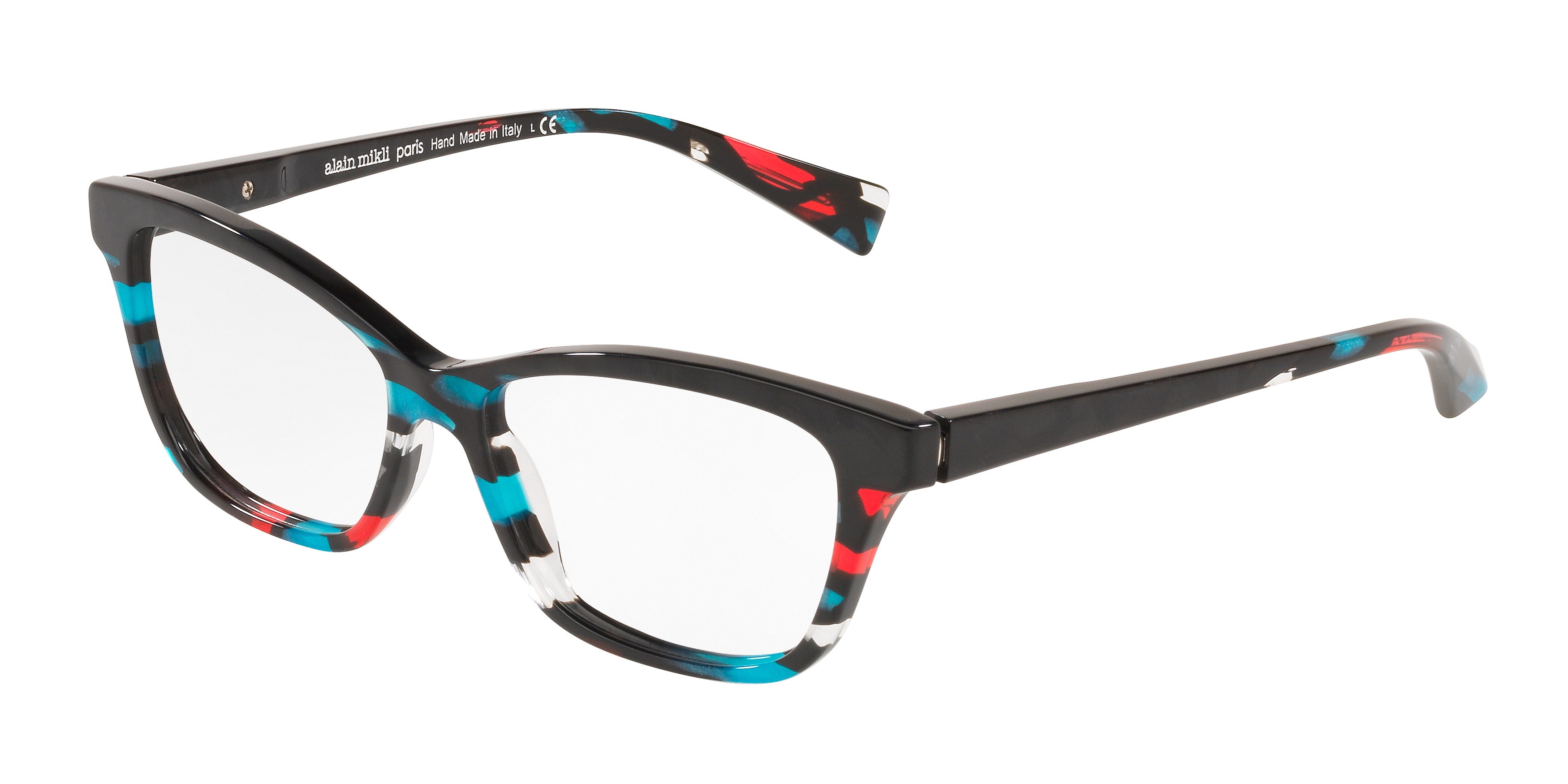  clear/red teal noir mikli