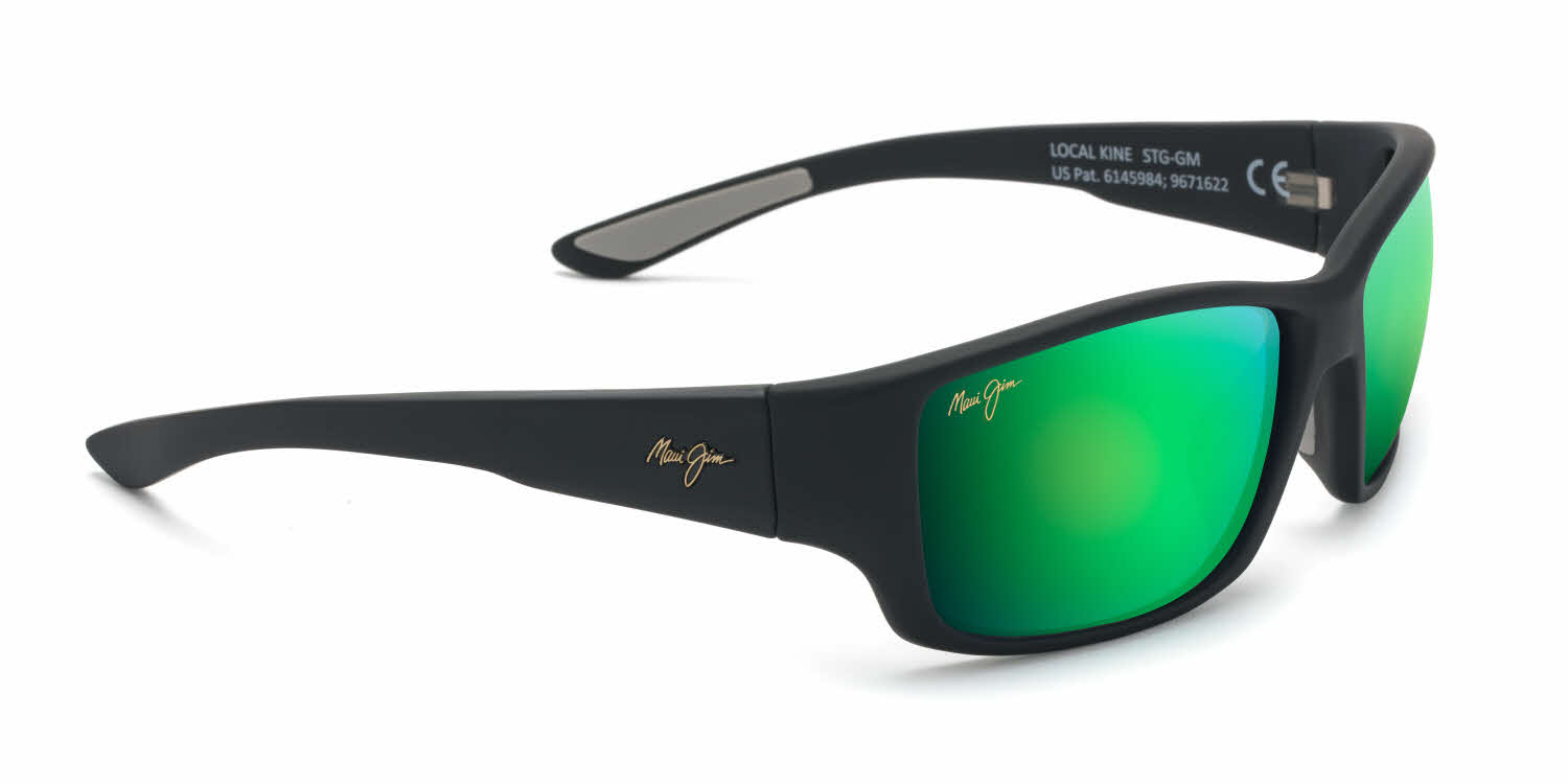  mauigreen mirror polarizedplus2 lens/soft black dark transparent green light transparent grey