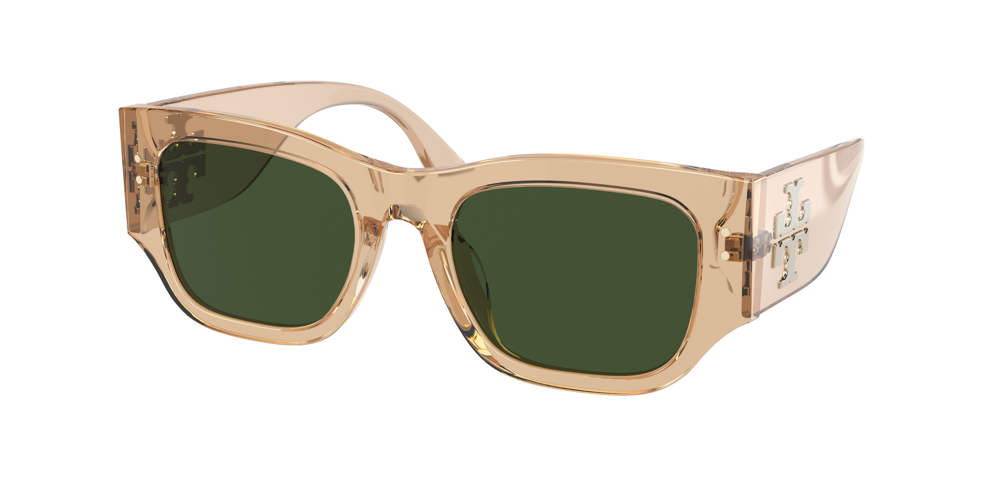  solid dark green/camel transparent