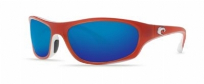  salmon/white crystal frame blue mirror glass