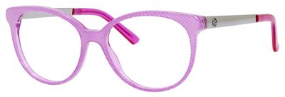  clear/fuchsia embossed