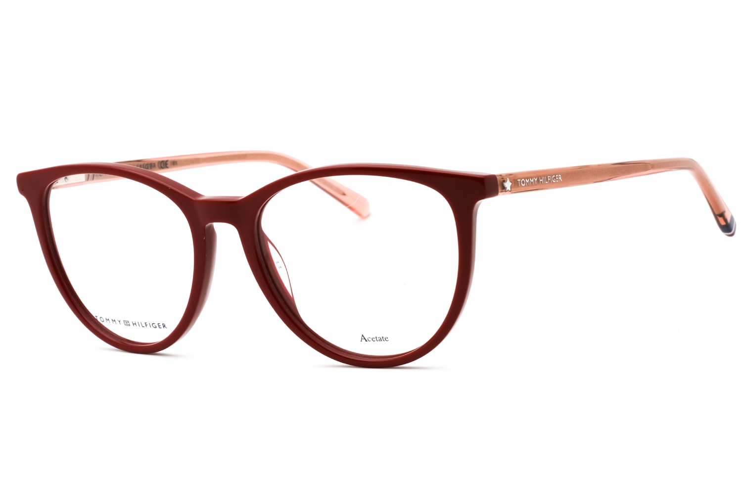  clear demo lens/burgundy nude