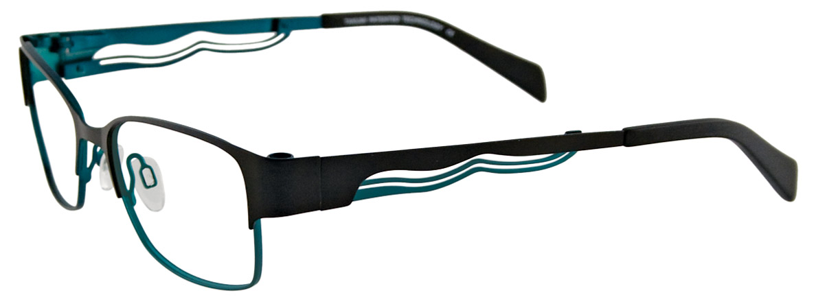  clear/satinblackandturquoise