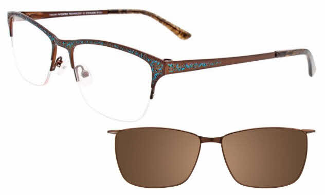  clear lens/matte brown blue with clip on lens