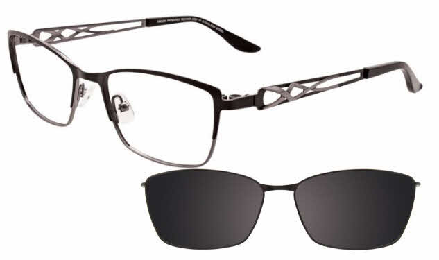  clear lens/satin black and shiny grey with grey clip on lens