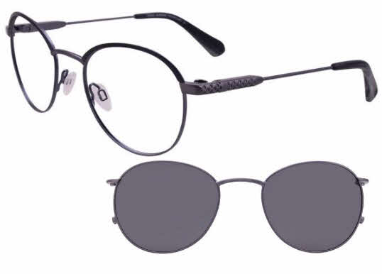  clear lens/satin steel blue dark blue with polarized clip on lens