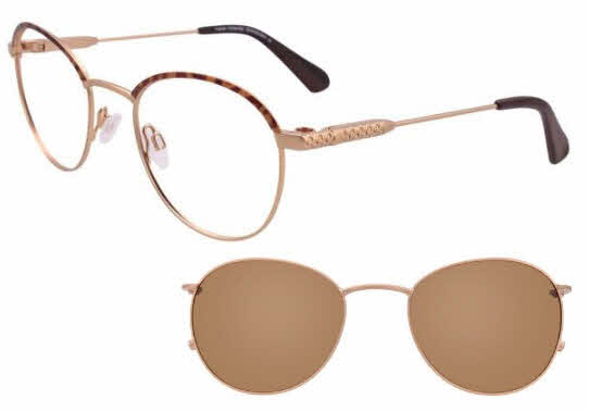  clear lens/satin gold demi amber with polarized clip on lens