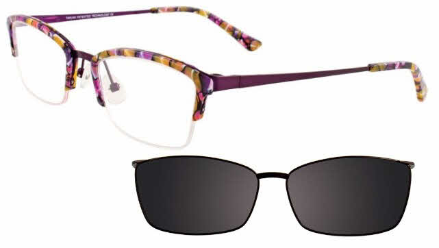  clear lens/purple caramel black white with clip on lens