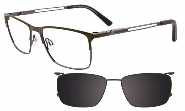  clear lens/satin dark olive steel with grey clip