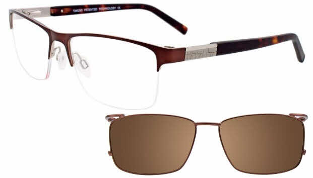  clear lens/satin dark brown steel with clip on lens