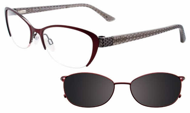  clear lens/satin dark red with clip on lens