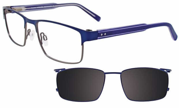  clear lens/satin dark blue dark grey with polarized clip on lens