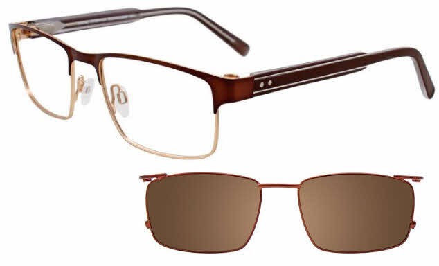  clear lens/satin dark brown gold with polarized clip on lens