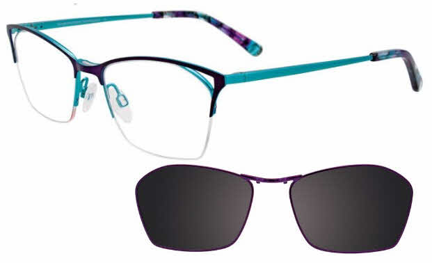  clear lens/satin purple turquoise with clip on lens