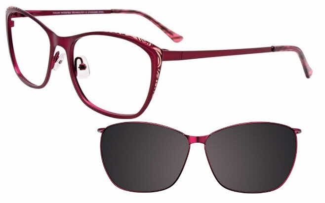  clear lens/satin burgundy light pink with clip on lens