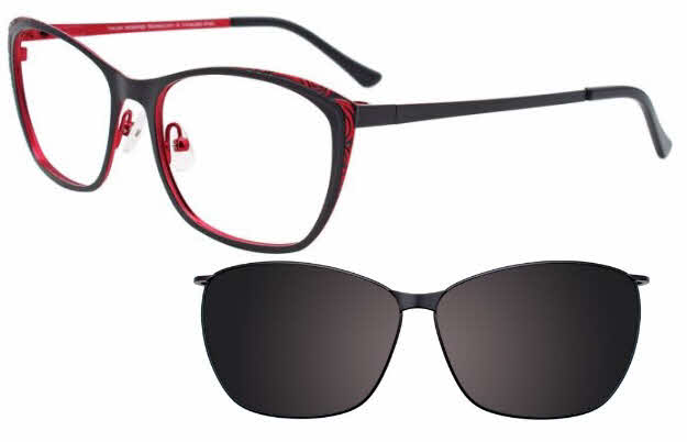  clear lens/satin black red with clip on lens