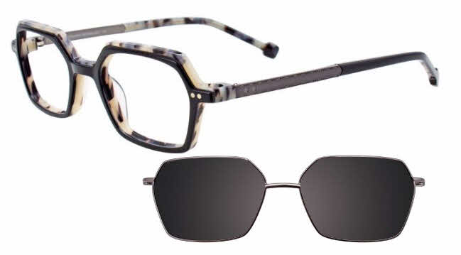  clear lens/black demi grey with clip on lens