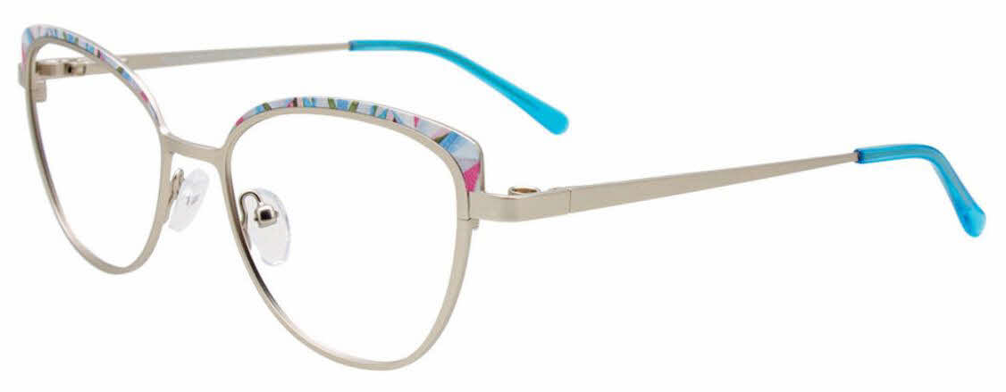  clear lens/silver blue pink mix patterned browline