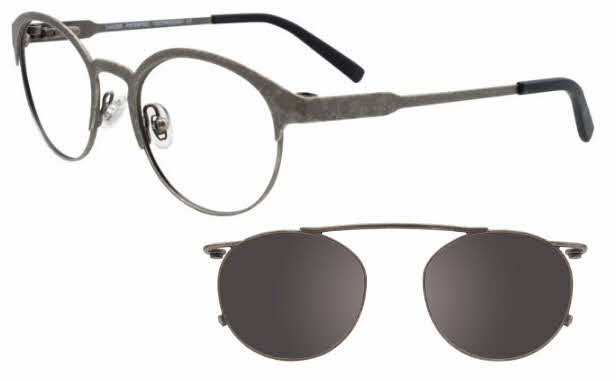  clear lens/matte steel with mirroed clip on lens