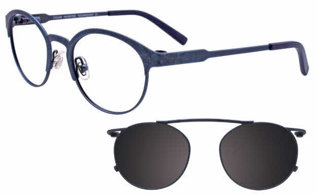  clear lens/matte blue with mirroed clip on lens