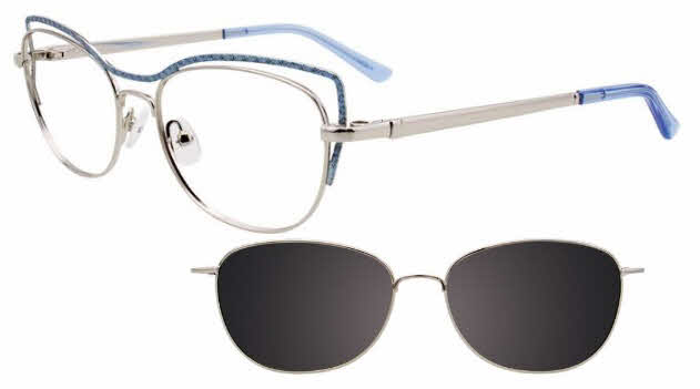  clear lens/shiny light blue silver with clip on lens