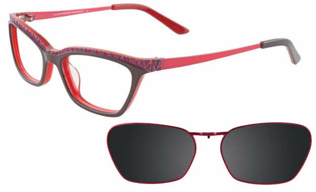  clear lens/dark red mauve orange with grey clip
