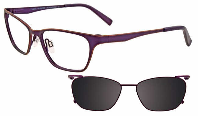  clear lens/satin purple and caramel with grey clip
