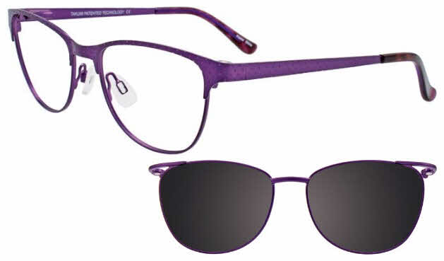  clear lens/satin purple with clip on lens