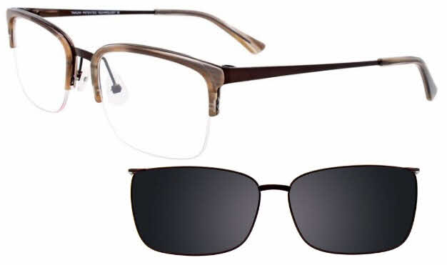  clear lens/satin dark brown marbled brown with clip on lens