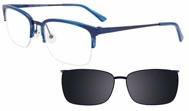  clear lens/satin navy marbled blue with clip on lens