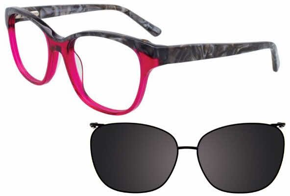  clear lens/crystal pink marbled pearl grey with clip on lens