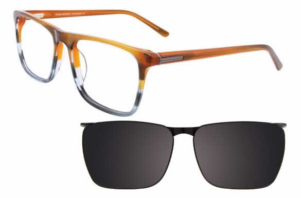  clear lens/caramel marbled green with clip on lens