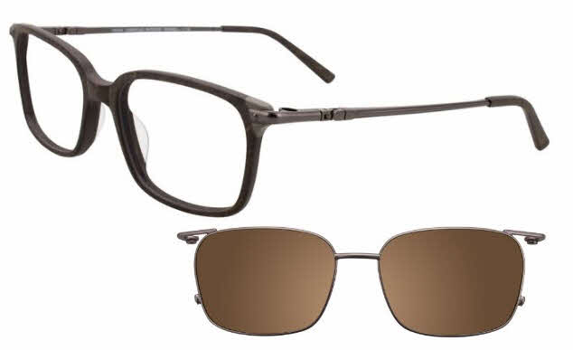  clear lens/brown marbled grey with polarized clip on lens