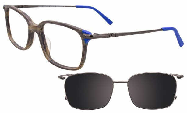  clear lens/grey marbled blue with polarized clip on lens