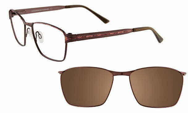  clear lens/satin brown and red with brown clip