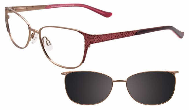  clear lens/satin white gold and burgundy with clip on lens