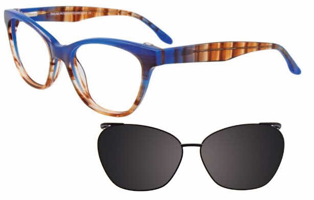  polarized clip on lens/marbled blue brown w