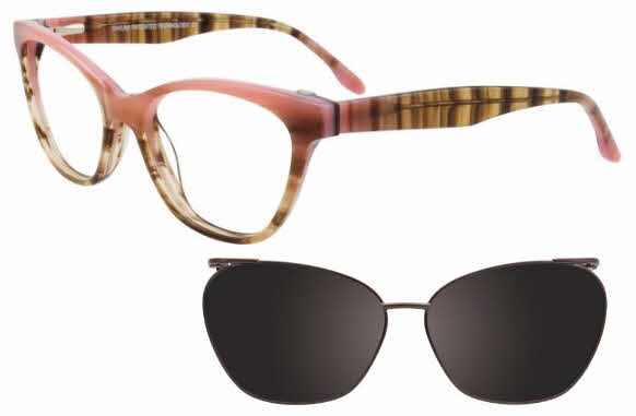  clear lens/marbled brown pink with polarized clip on lens
