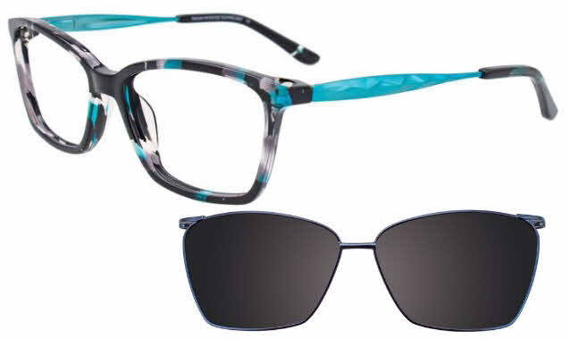  clear lens/teal black crystal with clip on lens