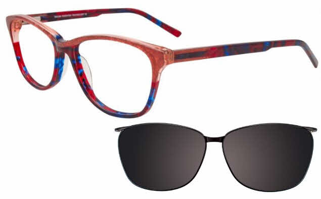  clear lens/red blue marbled light red with clip on lens