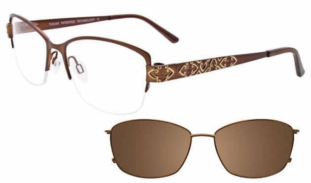  gold with clip on lens/satin dark brown