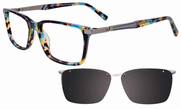  clear lens/demi blue steel with polarized clip on lens