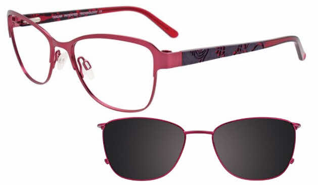  clear lens/satin light red with clip on lens