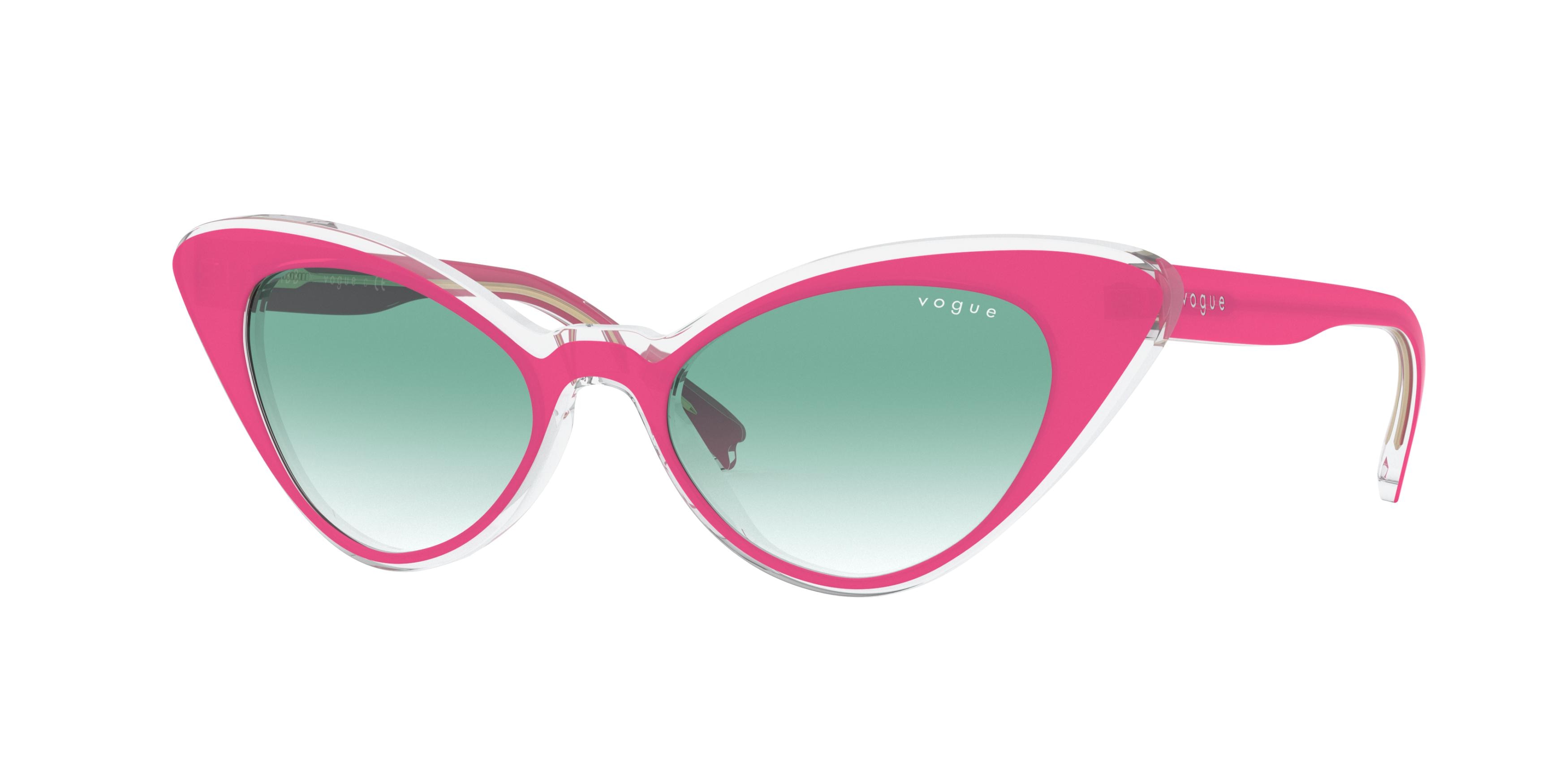  clear gradient green/top hot pink/crystal