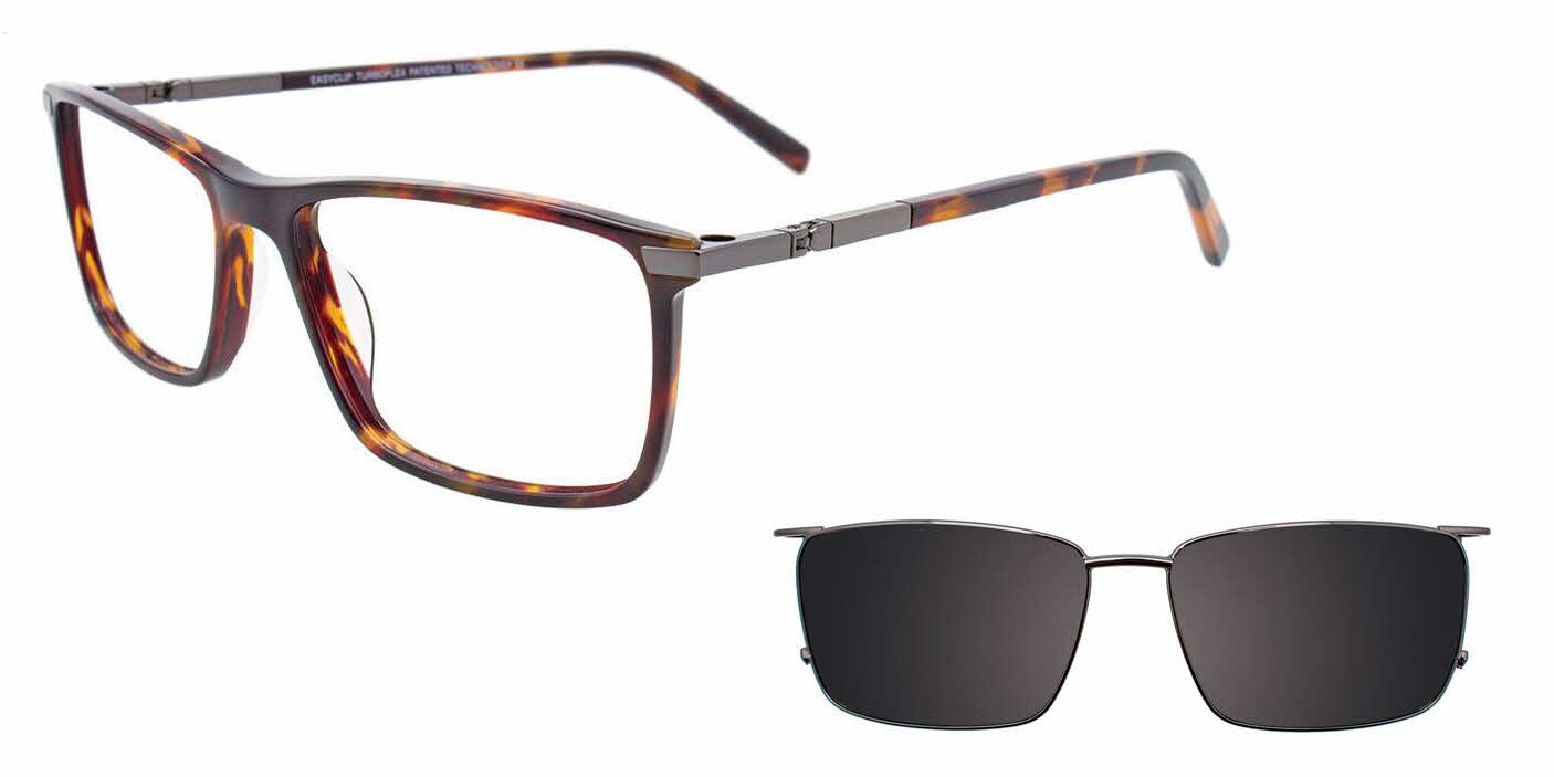  clear lens/brown marbled with polarized clip on lens
