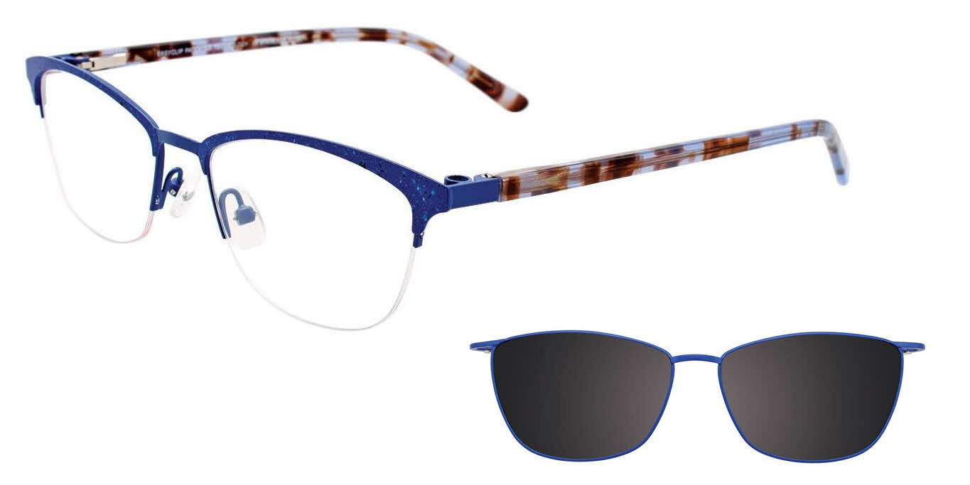  clear lens/satin blue with polarized clip on lens
